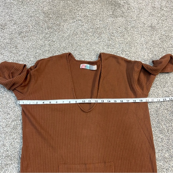 FREE PEOPLE BEACH Dress Womens Size Small Brown Phoenix Mini Ribbed Pocket - Picture 3 of 8